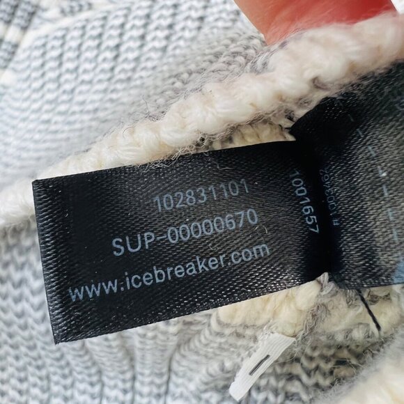 Icebreaker Merino wool turtle neck sweater, Gray/white, Size M D28 - Picture 11 of 13